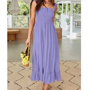 ZESICA Spaghetti Strap Color Ruffle A Line Maxi Dress